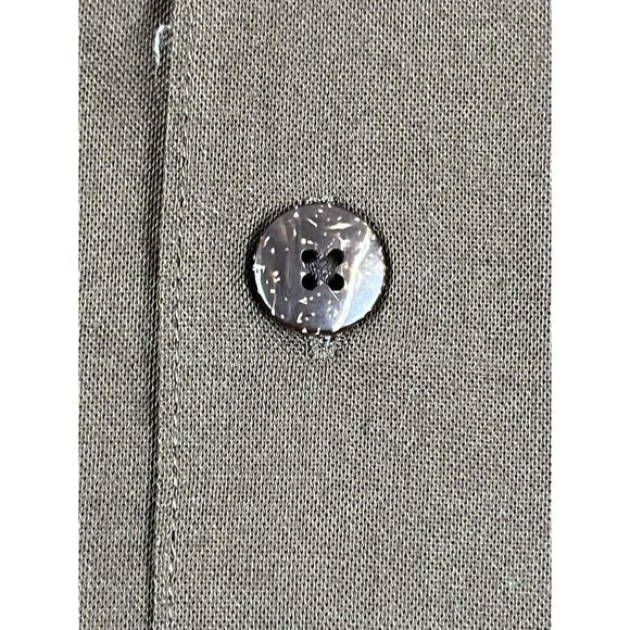 Vintage Boca Classics Shirt Men's L Green Short Sleeve Button Up Blue Hibiscus - Picture 6 of 8